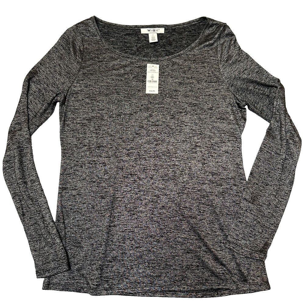 White House Black Market Wide Scoop Neck Long Sleeve Tee Medium NWT